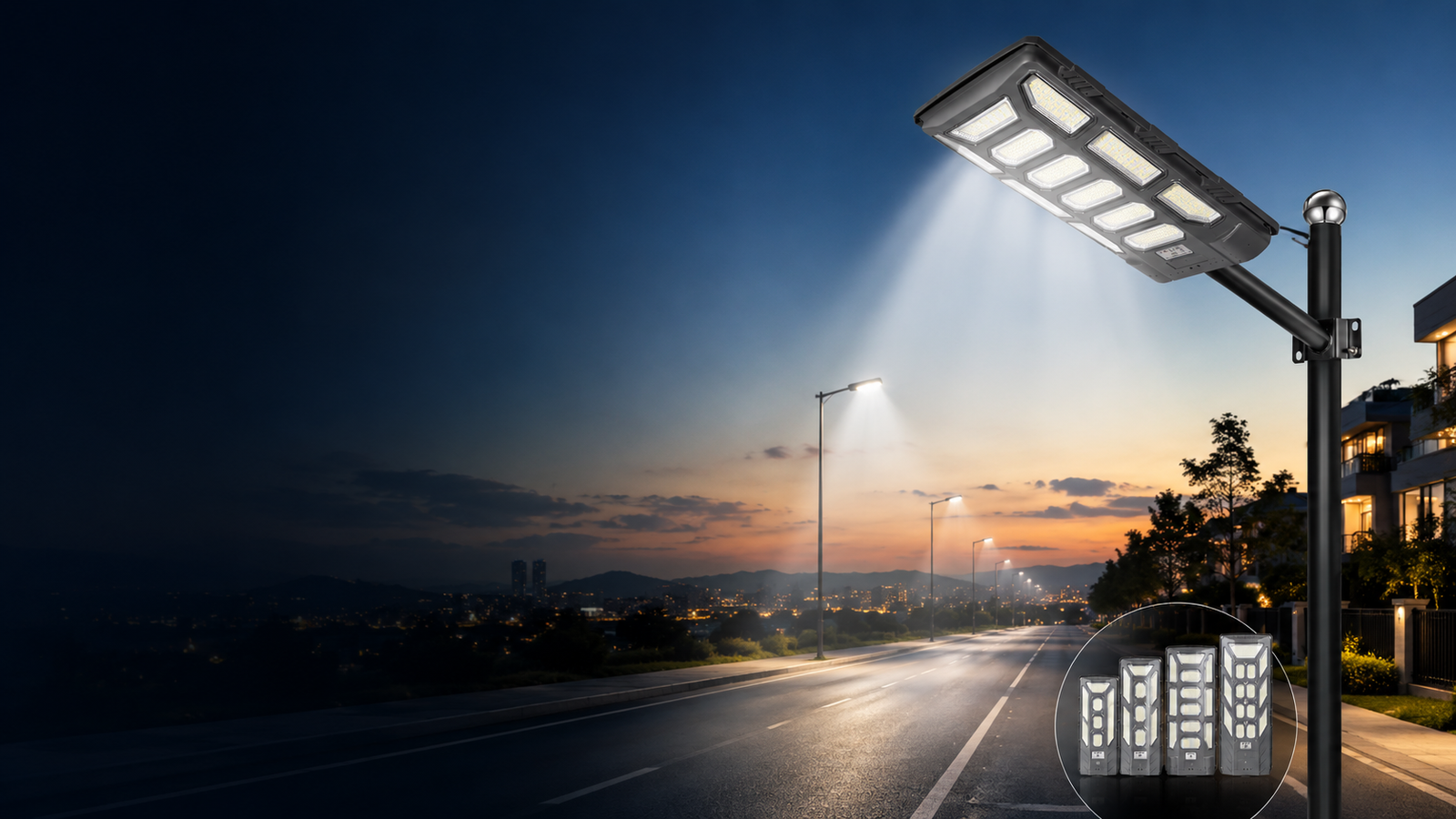 ZNSL-AIO-05 all in one solar street light hero banner with integrated solar panel