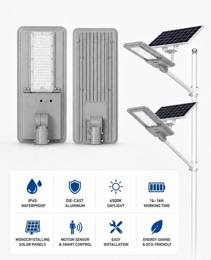 ZNSL-AIO-09 solar street light die-cast aluminum body detail