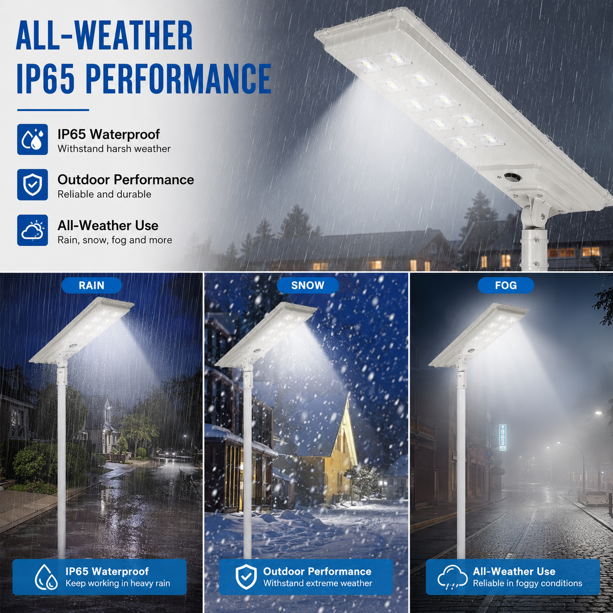 ZNSL-PRO-02D solar street light IP65 outdoor waterproof performance image