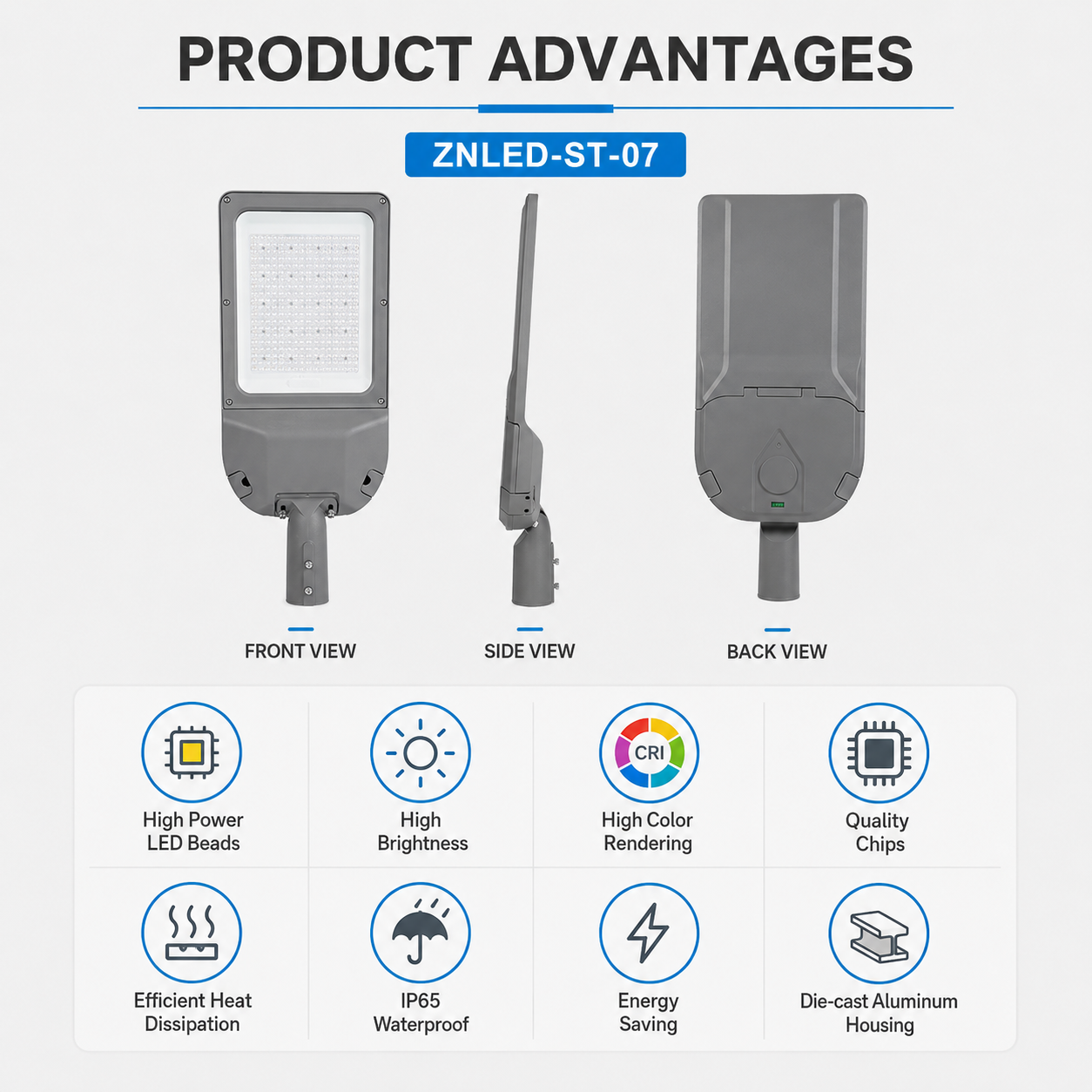 ZNLED-ST-07 LED street light product features and lens module